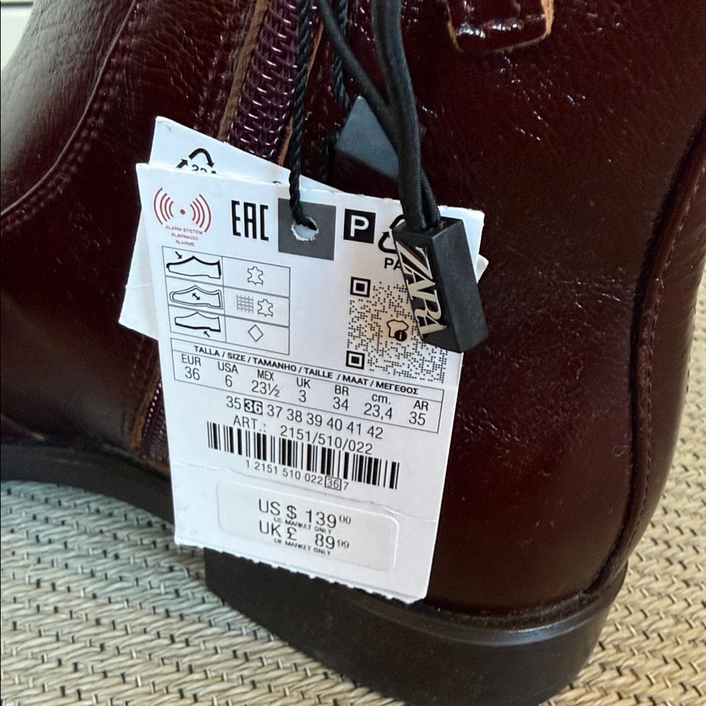 ZARA Burgundy Ankle Boots NEW Size 36 - Picture 6 of 8